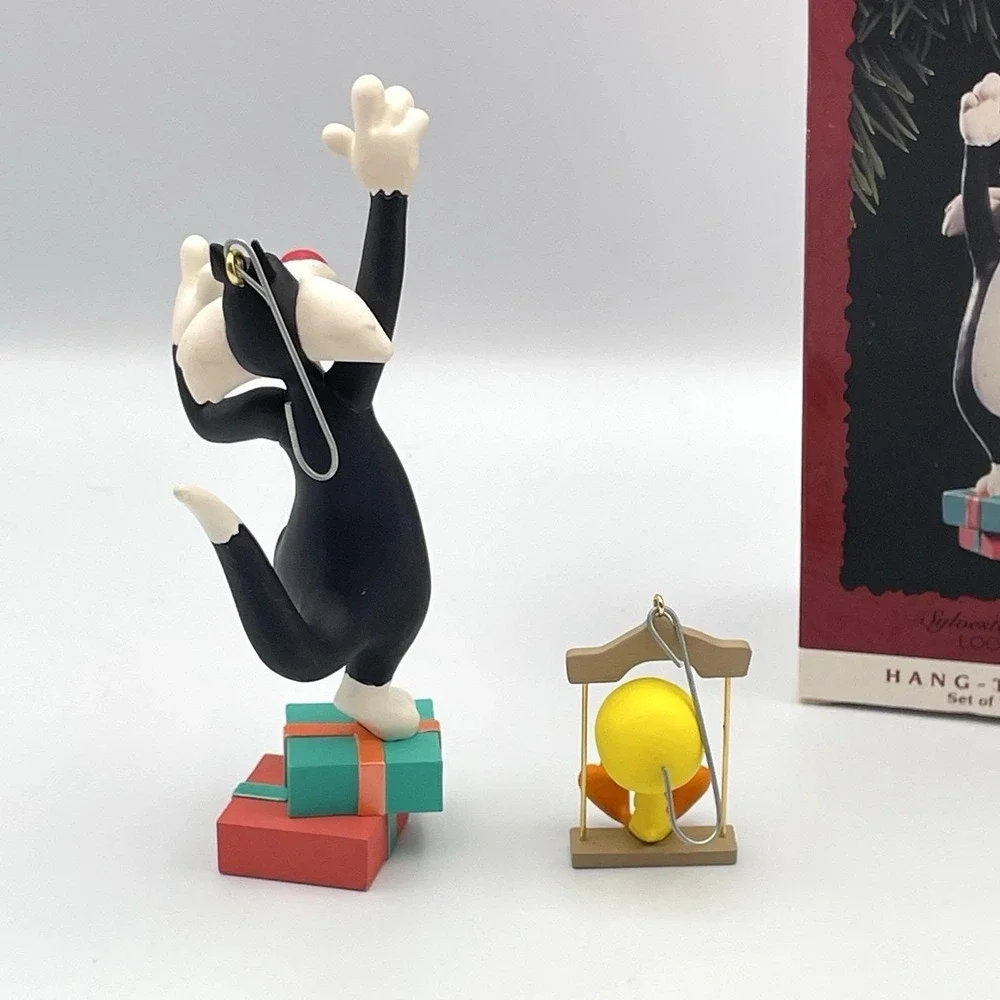 Vtg. 1995 Hallmark Looney‎ Tunes Hang Together Ornament Sylvester & Tweety 2 Pc